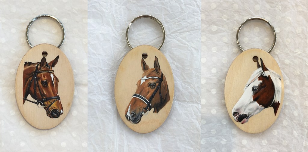 Horse portrait key rings, painted from your own photo